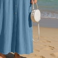 thumbnail image 7 of Womens Cotton Linen Dress V-Neck Spring Maxi Dresses Short Sleeve Dress 2026 Spring Summer Beach Dresses Vacation Outfits 2026, 7 of 7