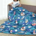 thumbnail image 6 of Bingfone Watercolor Ships Print Flannel Fleece Blanket Throw Blanket for Bed,Sofa,Couch,Travel,Camping(60"x50" ), 6 of 8