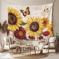 thumbnail image 2 of Sunflower Tapestry for Bedroom Wall Hanging Tapestry, Farmhouse Rose Floral Vintage Butterfly Ceiling Backdrop Tapestries Poster Blanket Wall Decor for Teens Room Living Room Dorm 51" x 59", 2 of 8