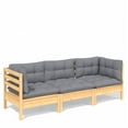 thumbnail image 6 of vidaXL 3-Seater Patio Sofa with Anthracite Cushions Solid Pinewood, 6 of 17