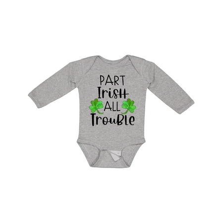 

Inktastic Part Irish All Trouble St. Patrick s Day with Green Clovers Boys or Girls Long Sleeve Baby Bodysuit