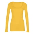 thumbnail image 3 of BRDFRL Womens Long Sleeve Scoop Neck Ribbed Knit Fitted Casual Tops Tee Slim Basic Shirts Yellow L, 3 of 4