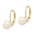 thumbnail image 2 of Primal Gold 14 Karat Yellow Gold 6-7mm White Round Freshwater Cultured Pearl Leverback Earrings, 2 of 3