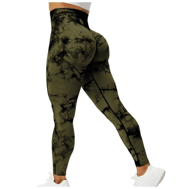MKLEKYY Leggings deportivos para mujer, leggings de entrenamiento fruncidos sin costuras, leggings de realce de glúteos, pantalones de yoga de cintura alta 3224