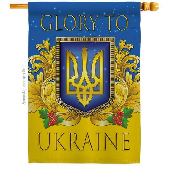 USA Decoration  Glory to Ukraine Support Cause 28 x 40 in. Double-Sided Decorative Vertical House Flags for Decoration Banner Garden Yard Gift
