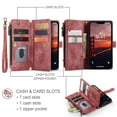 thumbnail image 3 of for iPhone 16 Pro Case Wallet for Women and Men, iPhone 16 Pro Case, PU Leather Magnetic Flip Strap Wristlet Zipper Card Holder Wallet Business Phone Cover for iPhone 16 Pro, Red, 3 of 10