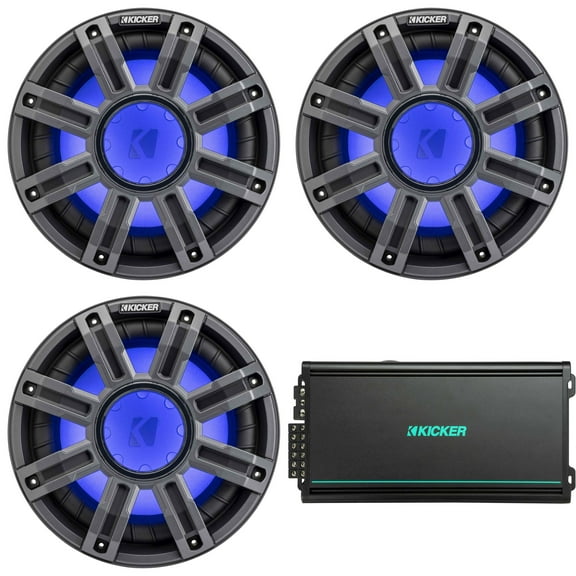 Kicker (3) 51MWF104 - MWF 10-Inch Premium Marine Subwoofer (free-air) 4-ohm & 48KMA6006 Marine Amp Bundle