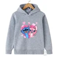 thumbnail image 4 of Sudadera con capucha con estampado kawaii de Disney Stitch para niños de 3 a 14 años, ropa de calle informal para niños y niñas, sudadera deportiva para niños, 4 of 5