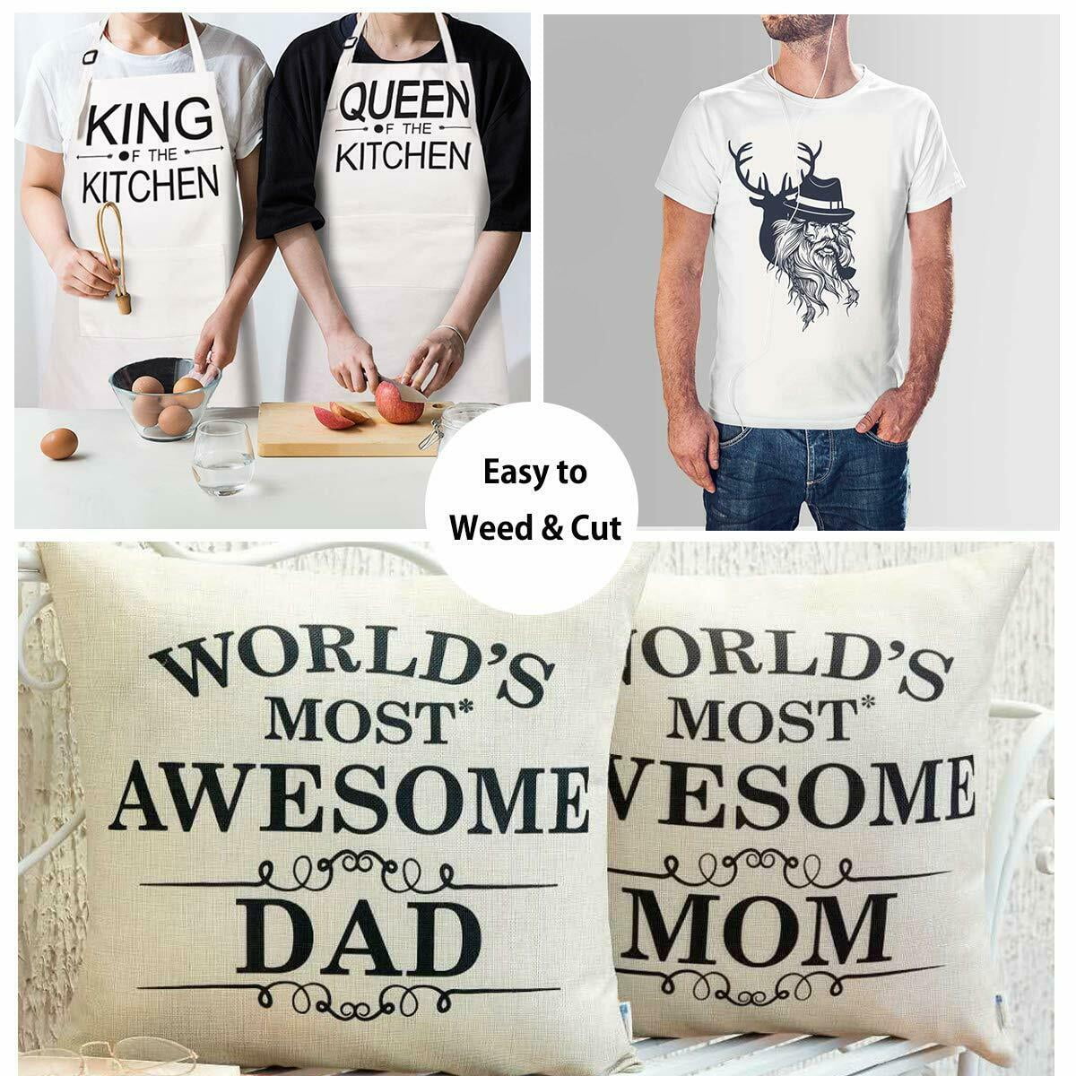 6 Roll 12" x 5Feet 12Feet Black HTV Iron On Heat Transfer Vinyl for T Shirt Bags Hats Shoes Cricut