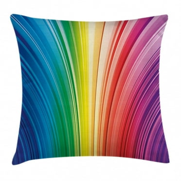 Colorful Home Decor Throw Pillow Cushion Cover, Psychedelic Warped Contour Stripes Dynamic Motion Modern, Decorative Square Accent Pillow Case, 24 X 24 Inches, Magenta Blue, by Ambesonne