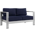 thumbnail image 1 of Modway Causeuse de Patio Extérieure en Tissu et Aluminium, Argent/bleu Marine, 1 of 4