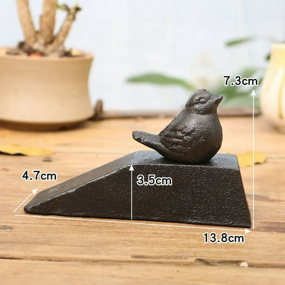 Door stop, door stopper, cast iron anti-collision door stopper, decorative door top, hole free (bird door stopper, black iron color)
