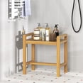 thumbnail image 2 of Gymax Teak Wood Shower Bench Solid Wood Stool for Inside Shower Shaving Legs Natural, 2 of 10