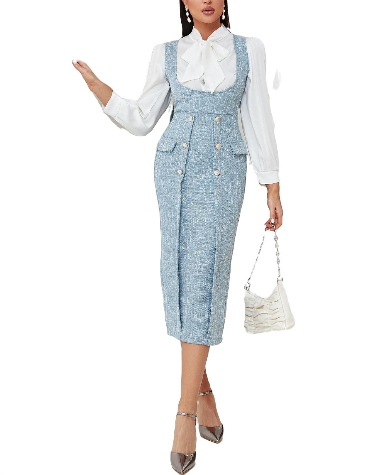 Elegant Pinafore Baby Blue Women's Dresses (Women's) XL
