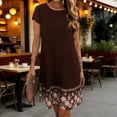 thumbnail image 3 of Taqqpue Women Summer Dress Casual Solid Color Scoop Neck Short Sleeve Sundress Flowy Swing Lace Plus Size Dress Beach Vacation Maxi Dress for Women, 3 of 7