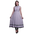 thumbnail image 1 of Bimba Kurti Longue Indienne à Blocs Violet Pâle pour Femmes Tenue de Fête Imprimée Sans Manches Robe Anarkali Kurti XXX-Large, 1 of 6