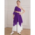 thumbnail image 6 of YONGHS Kids Girls Color Block Liturgical Praise  Lyrical Dance Dress Loose Fit Worship Costume Purple 10, 6 of 7