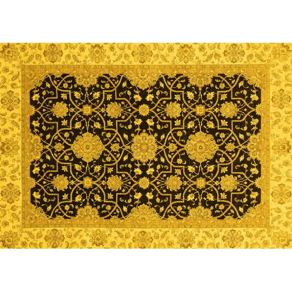 Ahgly Company Indoor Rectangle Oriental Yellow Traditional Area Rugs, 6' x 9'