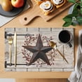 thumbnail image 2 of Texas Star Vintage Placemats Set of 6 Brown Retro Berry Wooden Place Mats Indoor Wipeable Table Mats Washable Cloth Dining Table Placemats for Kitchen Holiday Party Home Decor 13x19 Inch, 2 of 9