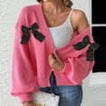 thumbnail image 3 of Cardigan Sweaters for Women Fall Fashion 2025 Bow Open Front Long Sleeve Knit Sweater Tops Cute Winter Clothes, 3 of 5