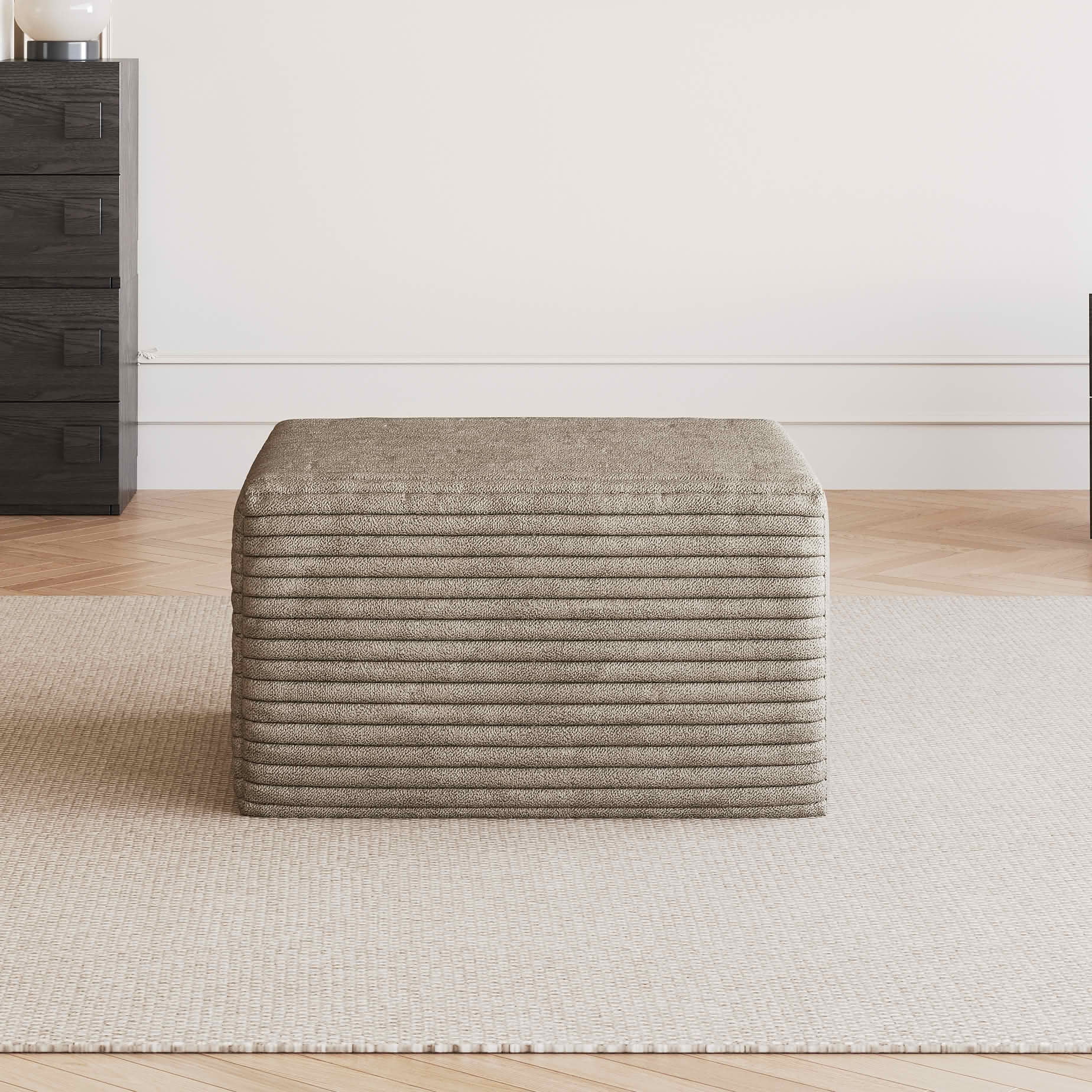 MAYEERTY Plush Corduroy Sofa Ottoman, No Assembly Required, Camel