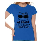 Awkward Styles At Least My Cat Loves Me Shirt Valentine's Day T Shirt for Women Valentines Day Gift Idea for Her Cat Lovers Shirt Cute Cat Valentine Tshirt Valentines Day Single Funny Valentine Shirt