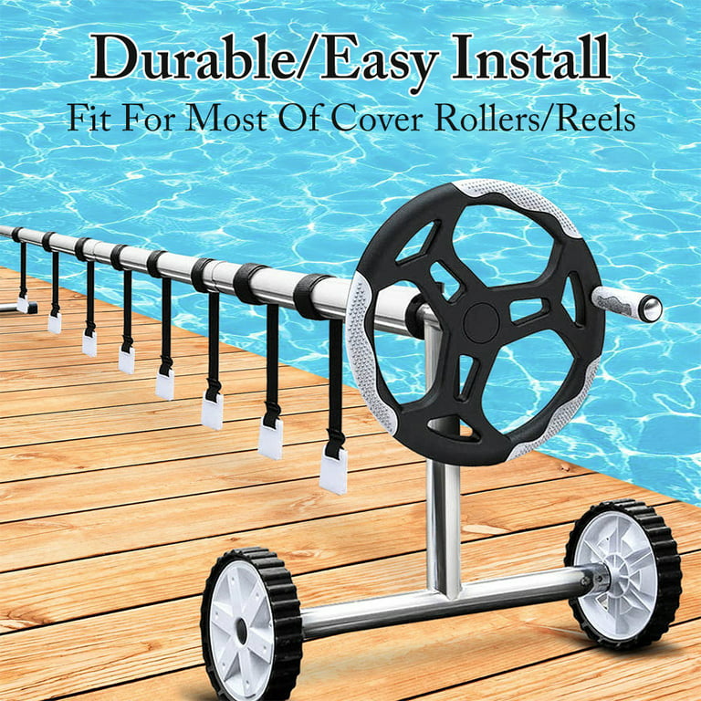 Solar Cover Reel Attachment Kit Solar Blanket Roller Reel Straps and Clips  for Universal Inground Swimming Pool 