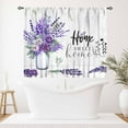 thumbnail image 4 of Purple Rustic Kitchen Curtains,Farmhouse Country Vintage Wood Floral Flower Sweet Love Home Short Cafe Window Curtain for Bedroom Living Room Bathroom 2 Panels,55X39 Inch, 4 of 5