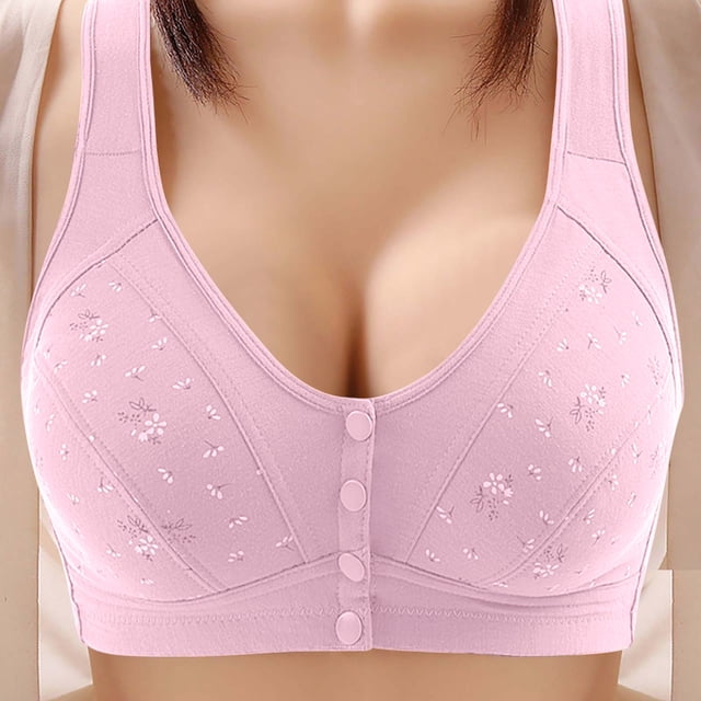 Mature Women's Front Closure Wireless Bra, Soft Seamless Full Coverage Comfort Support for Everyday Wear