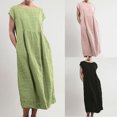 thumbnail image 6 of Baggy Kaftan Long Dress for Women Plus Size Linen Dresses Summer Casual Sleeveless Crewneck Pockets Maxi Dress, 6 of 7