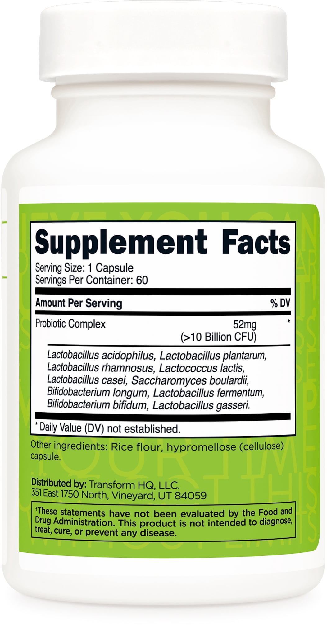 TransformHQ Probiotic (>10 Billion CFU) with Prebiotic + Digestive Enzymes Supplement, 28 Capsules