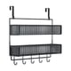 thumbnail image 1 of Organizador de ganchos para colgar sobre la puerta, toallero, ganchos para colgar sobre la puerta, percha para puerta, canasta de malla para baño, negro, 1 of 8