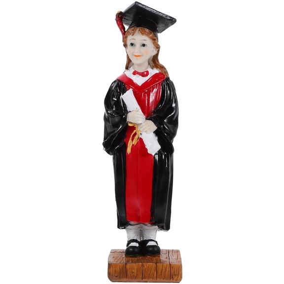 BESTYASH Red Resin Graduation Figurine for Desk, Shelf, Table Centerpiece - Artistic Decor for Celebration and