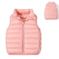 thumbnail image 4 of Puffer Vest for Kids Stand Up Collar Zip Up Soild Color Print Unisex Boys and Girls Sleeveless Shirts with Pockets(8 Years 150,Pink), 4 of 4
