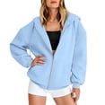 thumbnail image 5 of Nestiefly Womens Zip Up Hoodies 2026 Oversized Casual Long Sleeve Zipper Sweatshirts Fall Winter Comfy Fashion Jackets with Pockets Light Blue S, 5 of 5