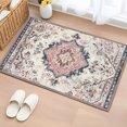 thumbnail image 2 of Beige Boho Entryway Rug 2x3 Area Rug Washable Indoor Doormat Small Bathroom Rugs Non-Slip Low Pile Accent Throw Rugs Ethnic Tribe Chic Elegant Pink Floor Carpet for Kitchen Bedroom Entrance, 2 of 9