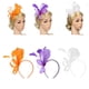 thumbnail image 2 of Diadema de mujer Zulema Banda Elástica Fascinator Plumas Flores naranja, 2 of 8