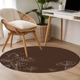 thumbnail image 4 of Round Area Rugs Collection 4 Ft, Brown Flowers Non-Slip Residential Carpet, Pastoral Abstract Floral Minimalist Art Indoor Crawling Mats Runner Rugs for Living Room/Dining Room/Bedroom, 4 of 8