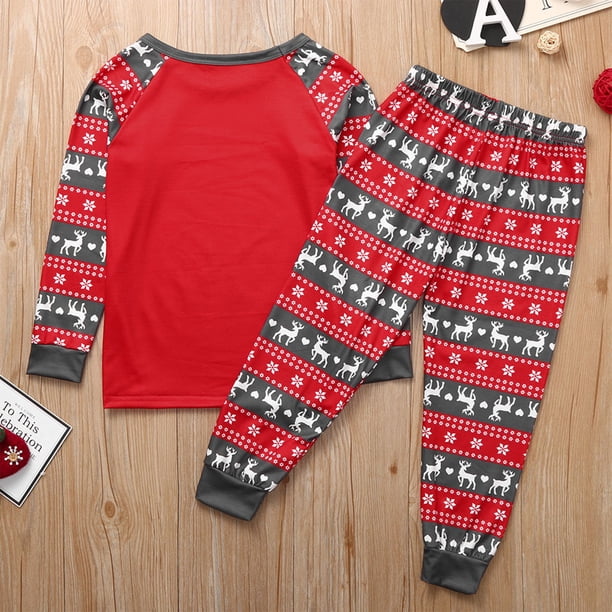 Conjunto De Pijamas De 2 Piezas Conjunto de pijama familiar de 2 piezas Conjunto informal de manga larga con estampado de alce y pantalones Traje diario Cgtredaw Niño Rojo 140Cm para Niño