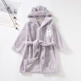 thumbnail image 3 of NOLDARES Girls Boys Fleece Hooded Robes Kids Warm Bath Robe for Girls Soft Fuzzy Bathrobe,Grey,6-7 Y, 3 of 7