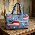 thumbnail image 2 of 250th Anniversary Usa Women's Patriotic American Flag Quilted Tote Bags Casual Mid Capacity Top-handle Shoulder Purses Travel Bags for Women Daily Use, 2 of 5