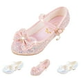 thumbnail image 5 of Mepaouo Girls Dress Mary Jane Pumps Bow Low Heels Party Wedding Princess Shoes for Little Kids(Pink,31), 5 of 9