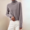 thumbnail image 5 of Fashion Women's Sweater with Turtleneck Loose Fit Long Sleeve Knit Thickened Polyester Perfect for Seasonal Styles, 5 of 9