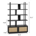 thumbnail image 2 of Garvee Rattan Bookshelf, 71.1 inch 5-Tier Tall Industrial Bookcase with Open Shelves& Storage Cabinet, for Home Office, Black, 2 of 8