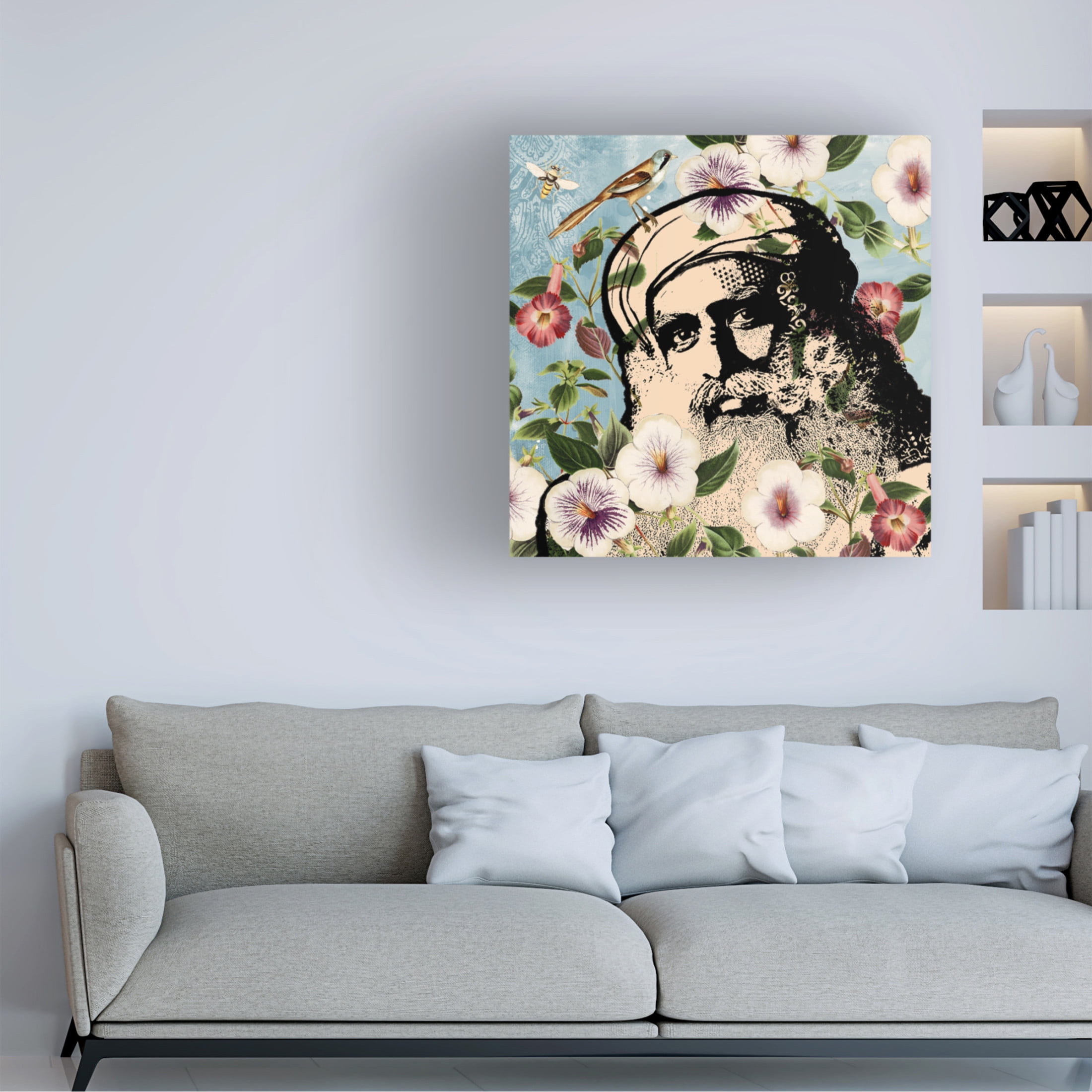 Canvas Wall Art - Dean Russo 'Wallpaper Sadhguru' Wall Art for Living Room, Bedroom, or Office Décor by Trademark Fine Art - 14 x 14 Inches
