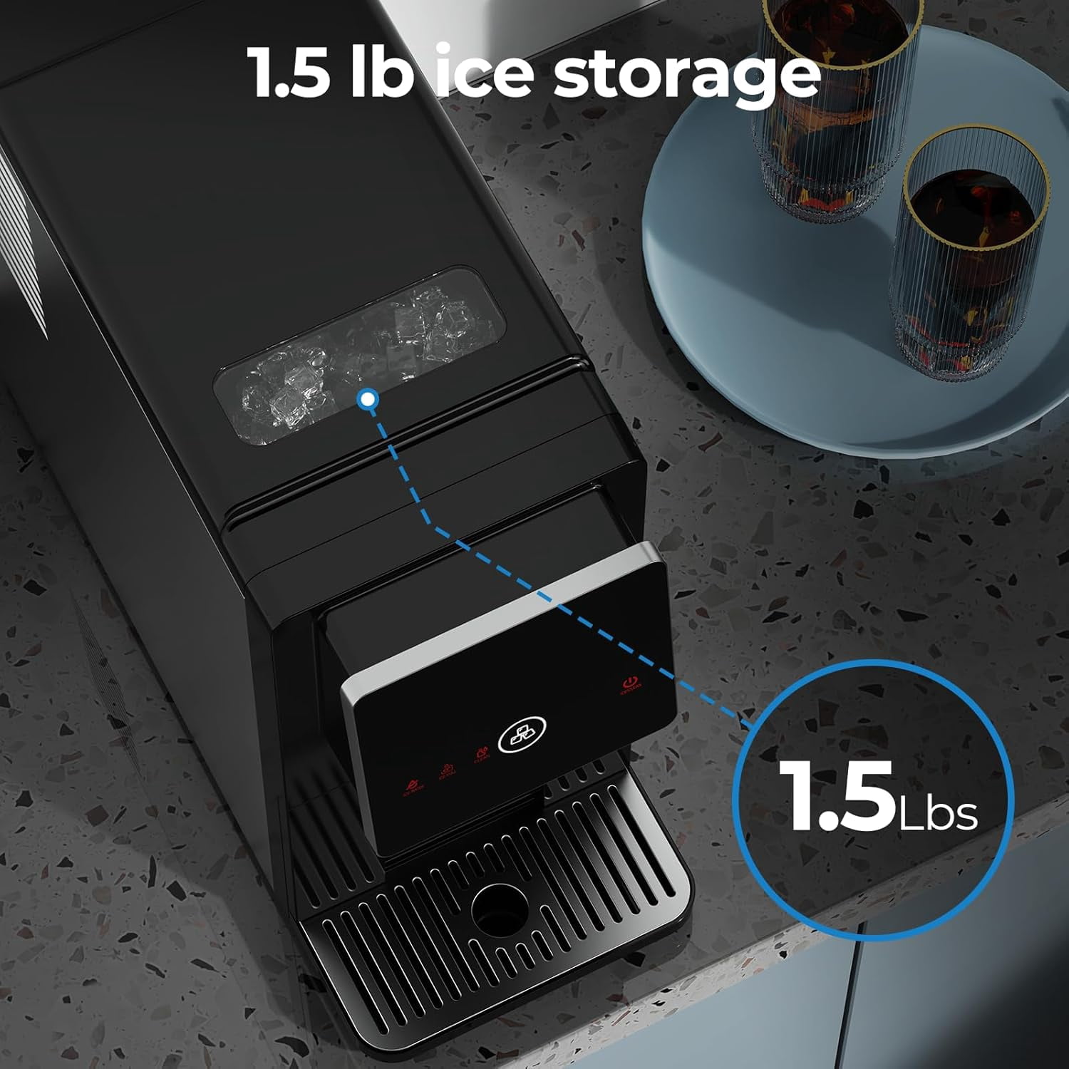 FREE VILLAGE Countertop Nugget Ice Maker,33 lb/24H Portable Ice Machine with 1.8L Water Tank Self-Cleaning,One-Touch Automatic Ice Dispensing,1.5 lb Ice Storage,for Home/Office/Kitchen/Bar