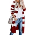 thumbnail image 2 of REDHOTYPE Nouveau Tricot Contraste Rayé Long Cardigan Dames Pull Veste Chaude, 2 of 3
