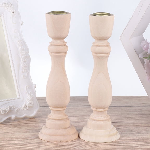 SEWCHICS Table Candlestick Stand Candlestick Holder Beige 2Pcs Diy Chic