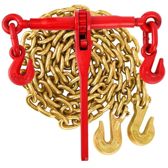 Accreate G70 Chains Binders Set of 2, Heavy-Duty Ratchet Binders Kit with 2x10FT Chains, 12000 LBS WLL for Truck Towing, Flatbed Cargo Securement, Industrial Hauling