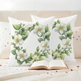 thumbnail image 3 of Green White Gardenia Pillow Covers 2 Pack Spring Green Floral Leaf Wreath Flowers Watercolor Pillowcase Waterproof Outdoor Throw Pillow Cover for Patio Garden Square Cushion 20”x20”, 3 of 9